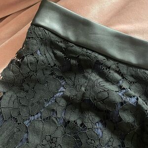 Brixon Ivy Navy Skirt with Black Leather Waistband